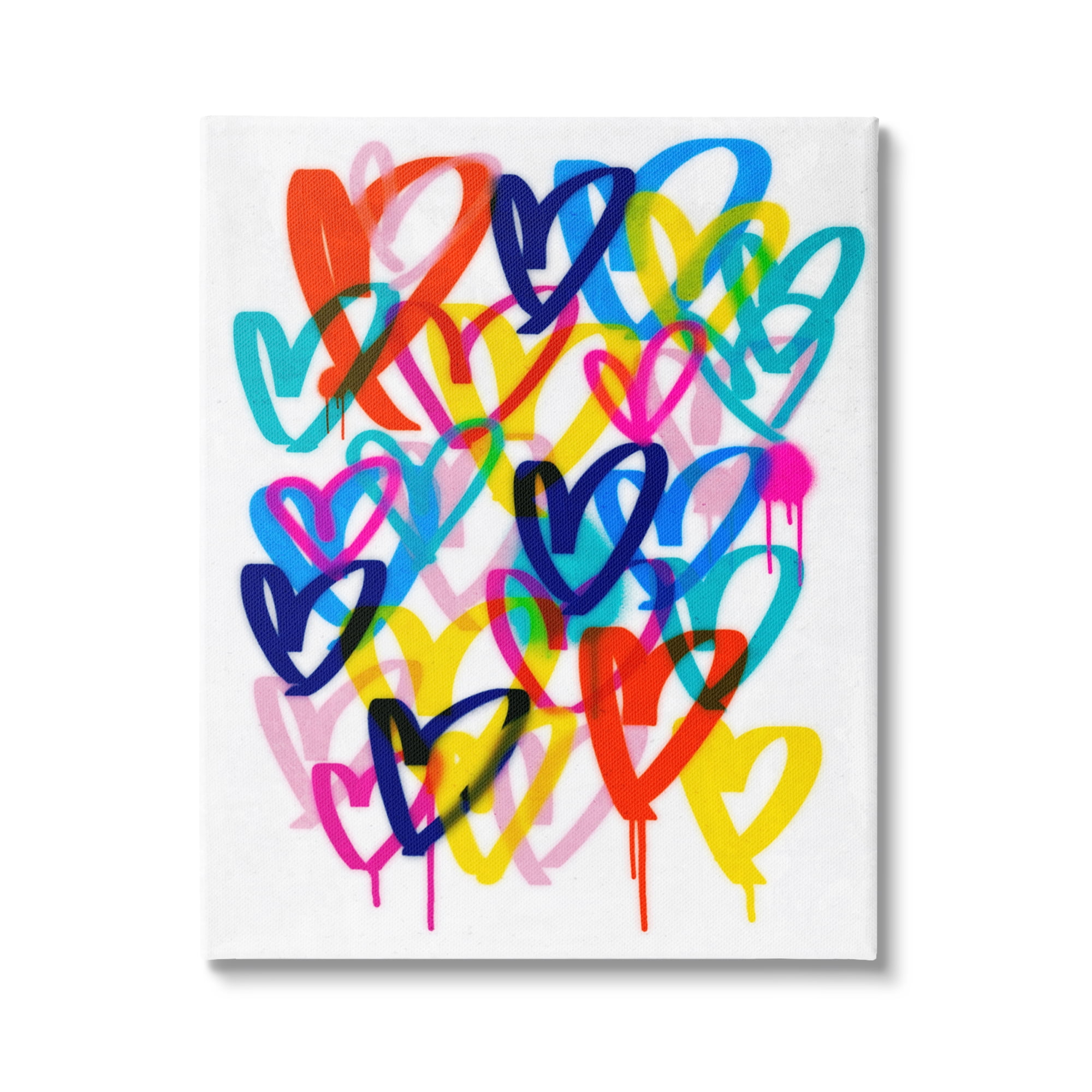 Stupell Industries Modern Graffiti Hearts Abstract Painting Gallery Wrapped Canvas Art Print Wall Art, 16 x 20