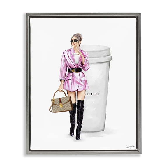 Stupell Industries Modern Gray Floating Frame Canvas Art, 17 x 21, by Ziwei Li