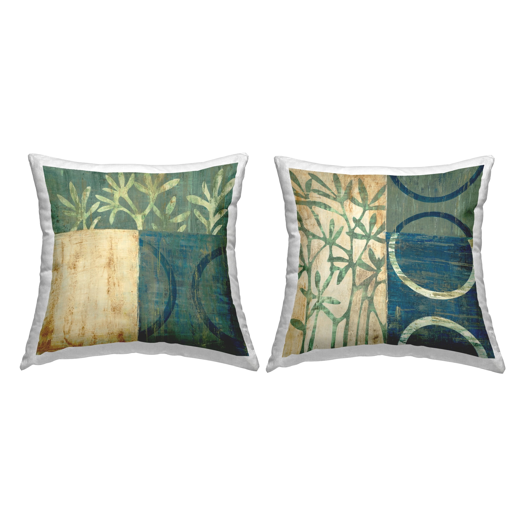 Stupell Industries Modern Green Botanicals Square Decorative Printed Throw Pillow, 18 x 18, Set of 2