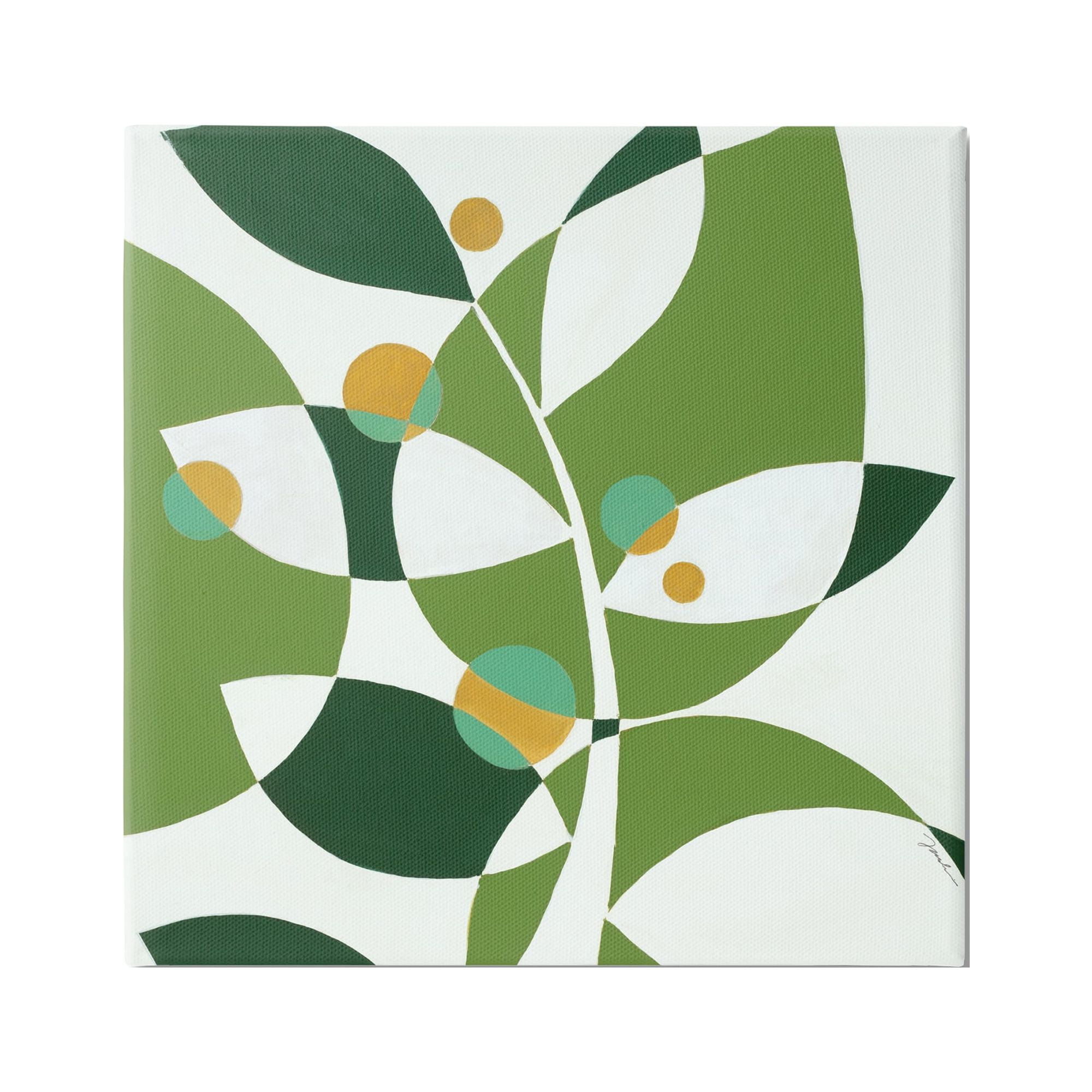 Stupell Industries Modern Green Leaf Abstraction Botanical & Floral Painting Gallery Wrapped Canvas Print Wall Art, 17 x 17