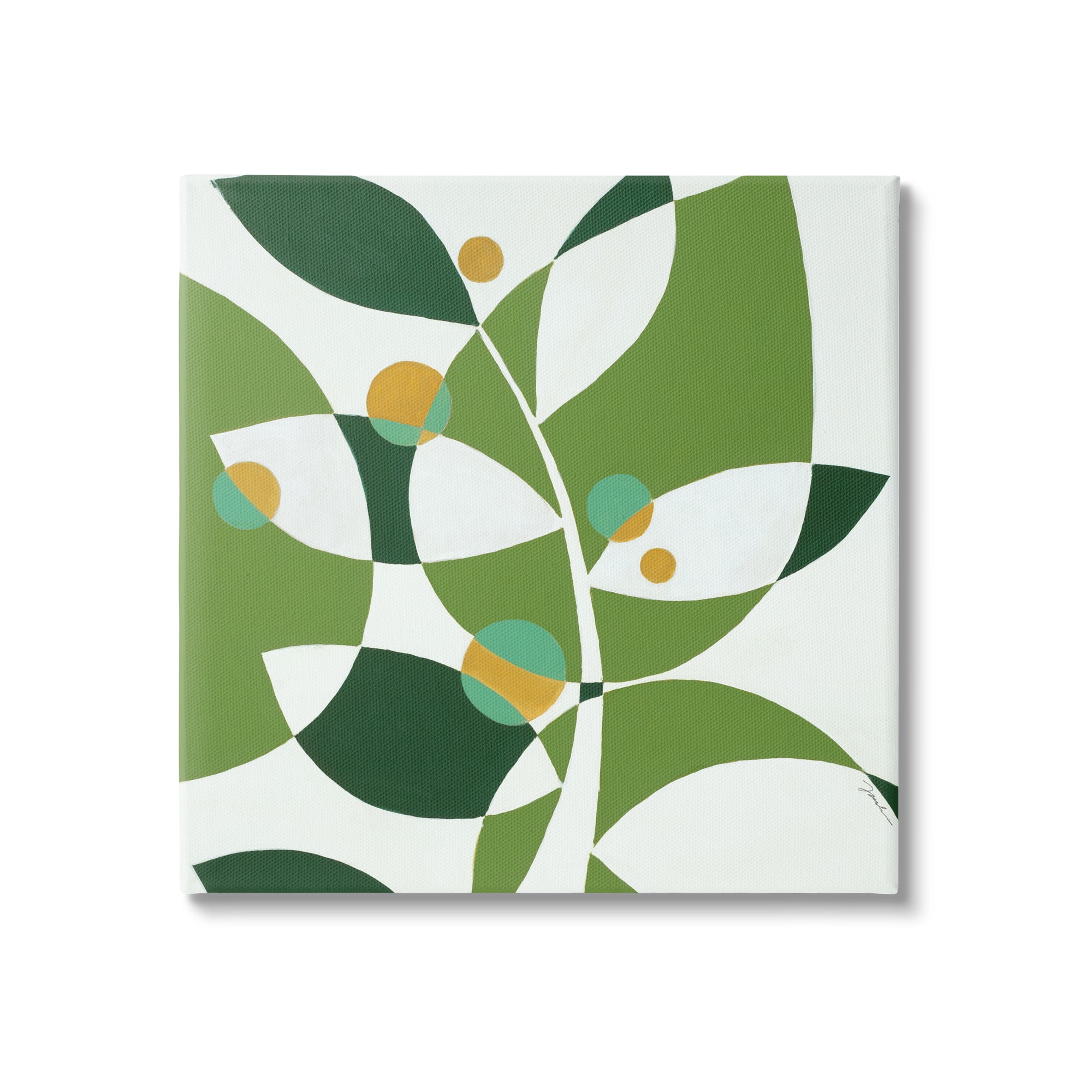 Stupell Industries Modern Green Leaf Abstraction Botanical & Floral Painting Gallery Wrapped Canvas Print Wall Art, 24 x 24