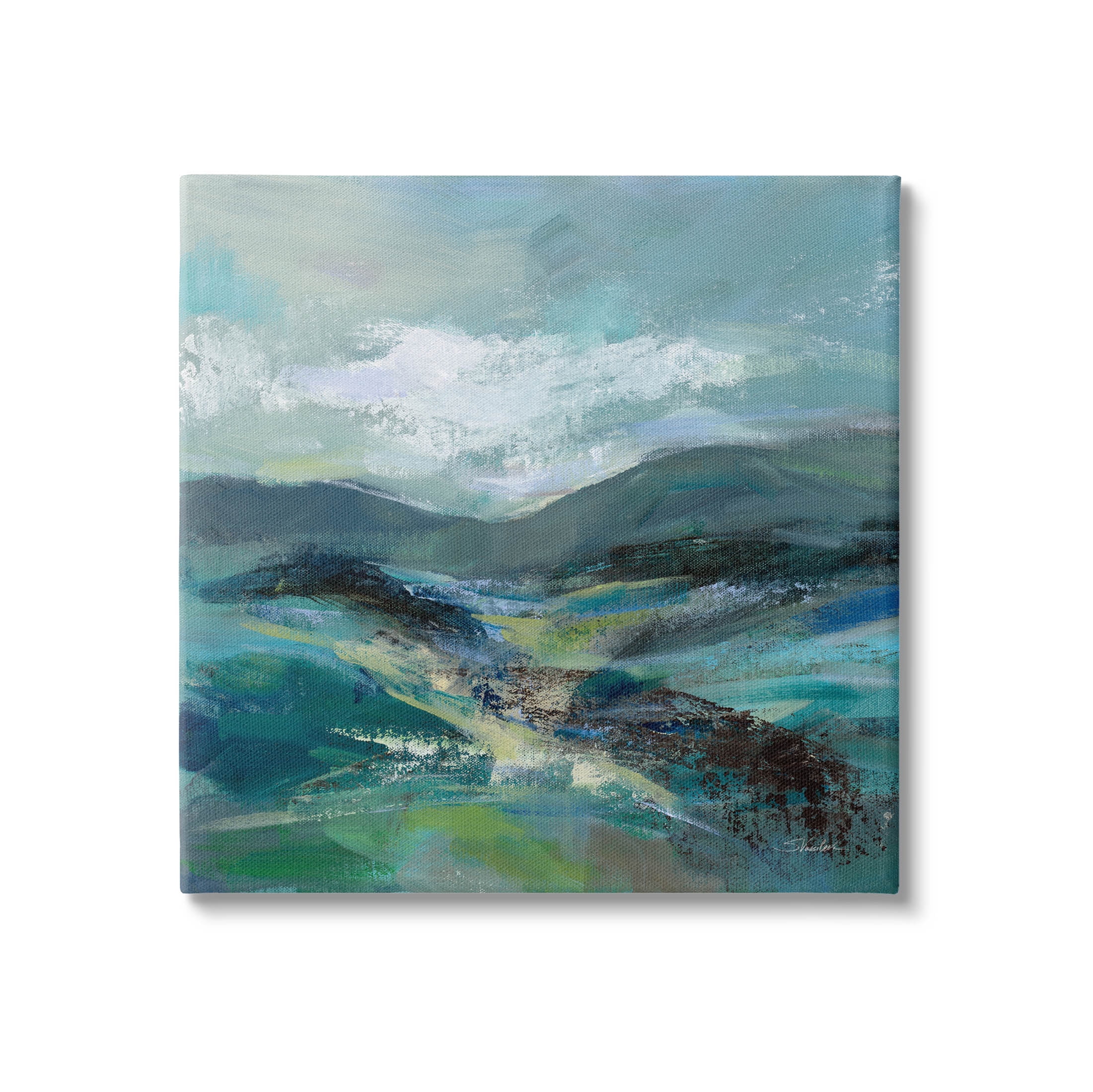 Stupell Industries Modern Green Mountains Landscape Painting Gallery Wrapped Canvas Print Wall Art, Design by Silvia Vassileva