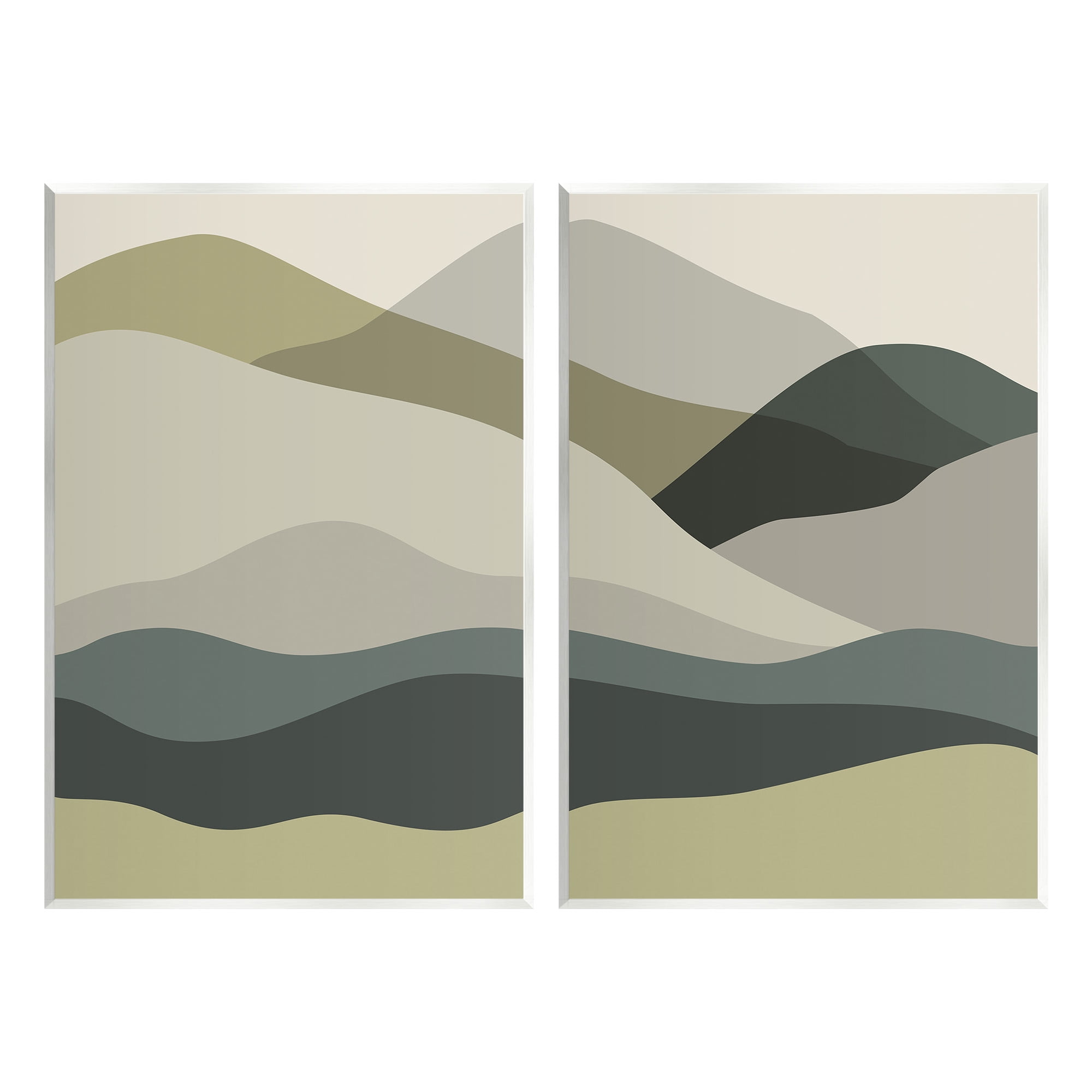 Stupell Industries Modern Green Mountains Landscape Painting Unframed Art Print Wall Art, 13 x 19, Set of 2