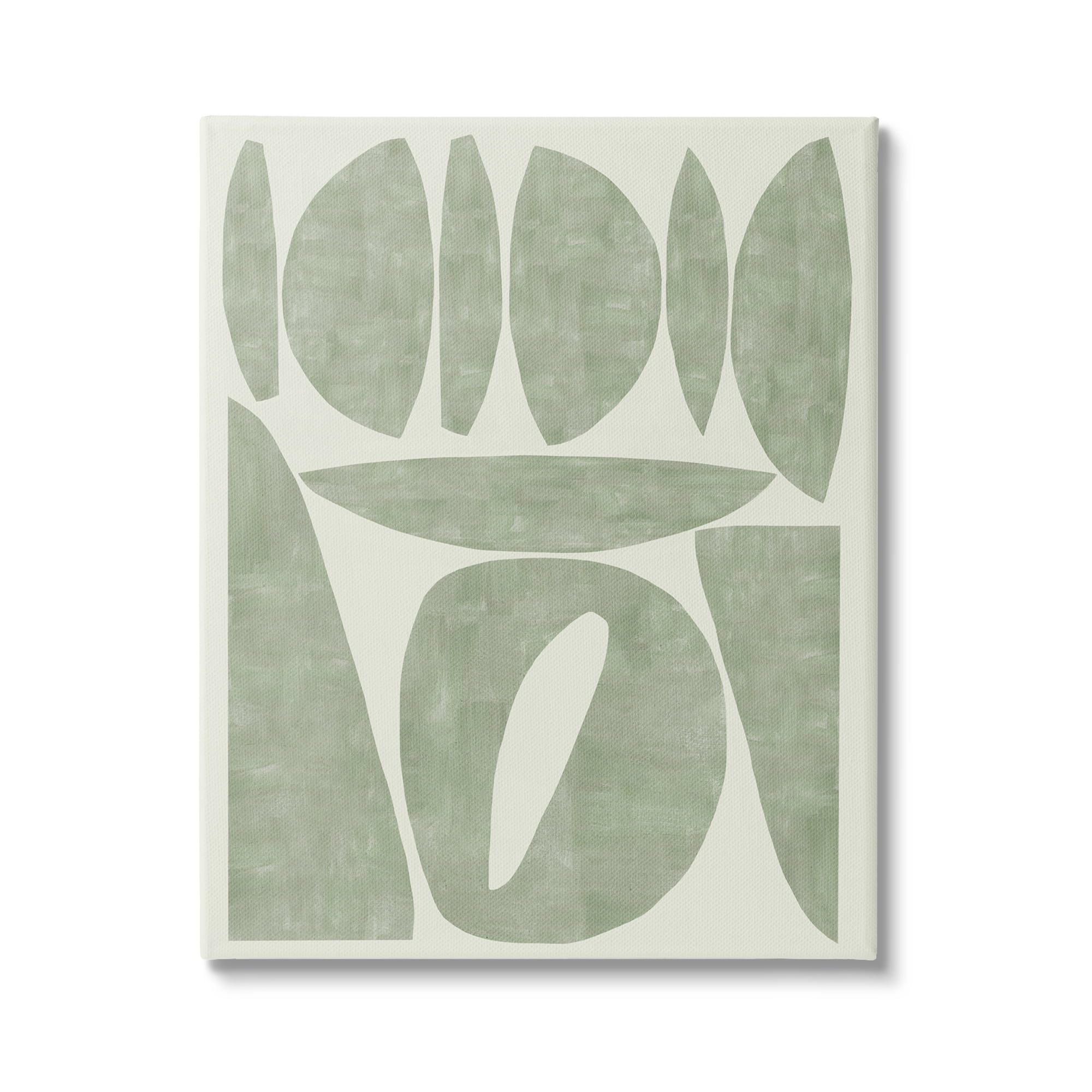Stupell Industries Modern Green Shapes Abstract Painting Gallery Wrapped Canvas Art Print Wall Art, 24 x 30