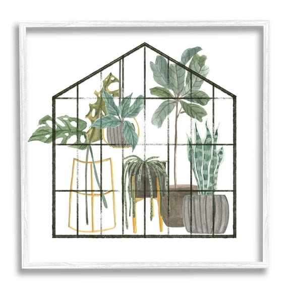 Stupell Industries Modern Greenhouse Illustration Chic Indoor Plants Palm Leaves,17 x 17, Design by Melissa Wang