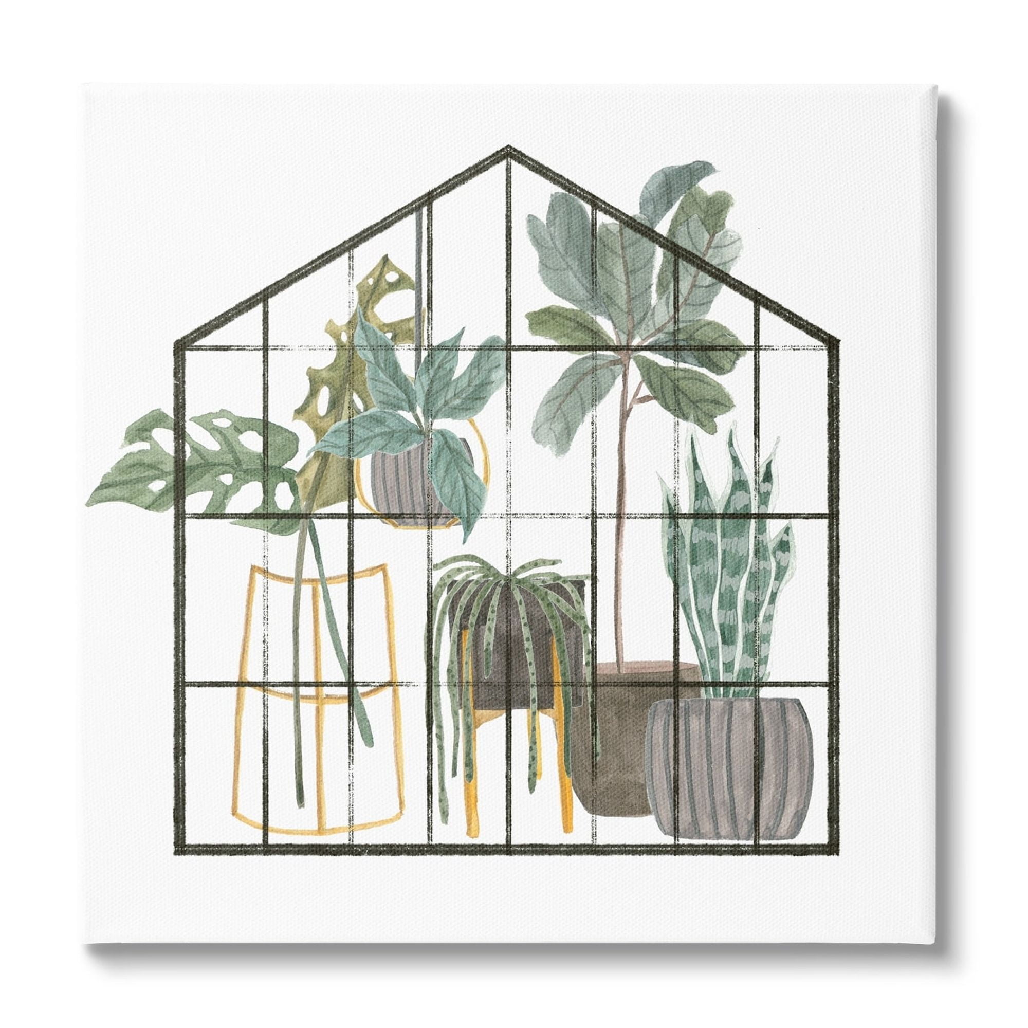 Stupell Industries Modern Greenhouse Illustration Chic Indoor Plants Palm Leaves,24 x 24, Design by Melissa Wang