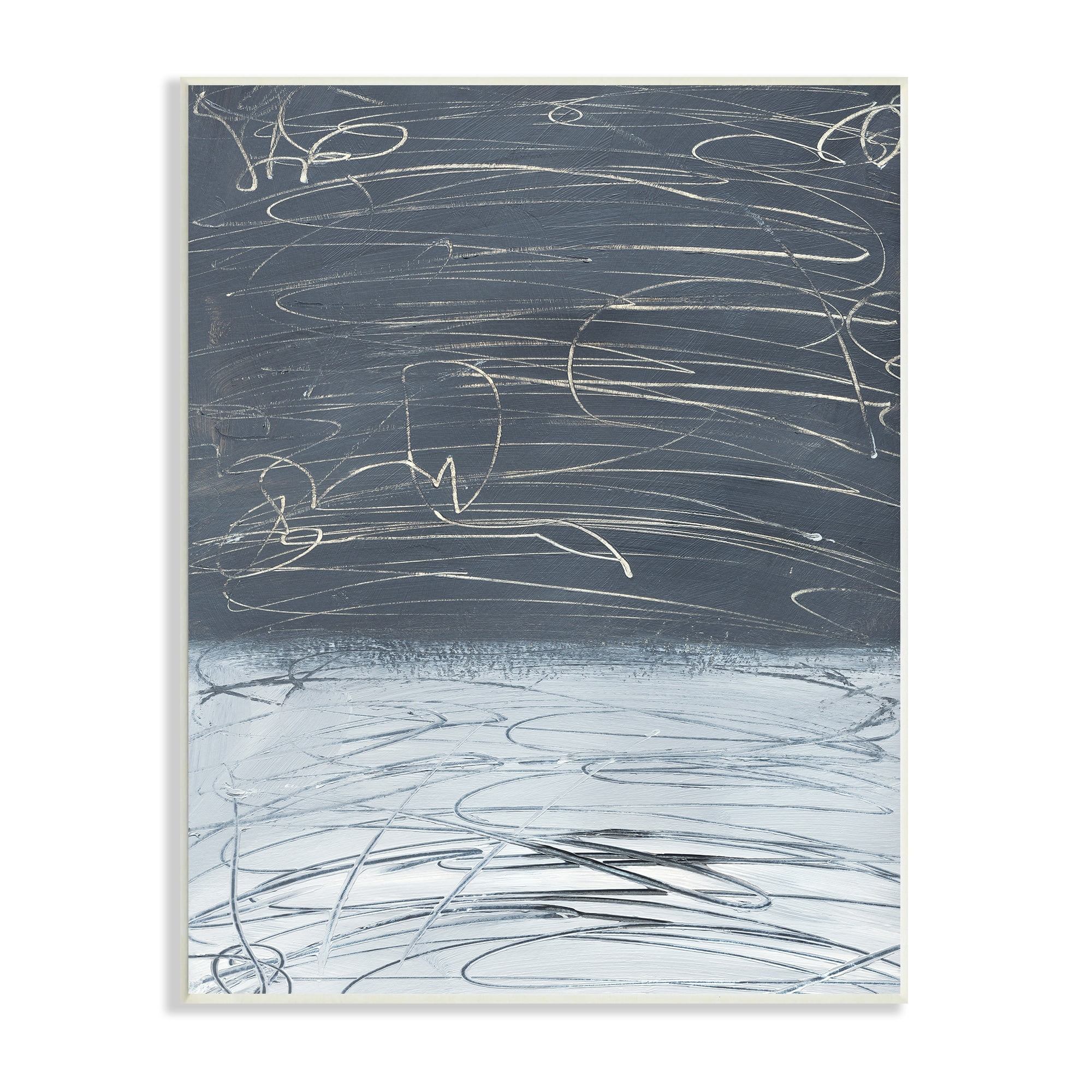 Stupell Industries Modern Grey Abstract Horizon Chaotic Line Scribble Painting, 10 x 15,Design by Bronwyn Baker
