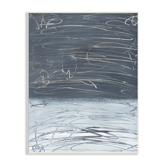 Stupell Industries Modern Grey Abstract Horizon Chaotic Line Scribble Painting, 13 x 19,Design by Bronwyn Baker
