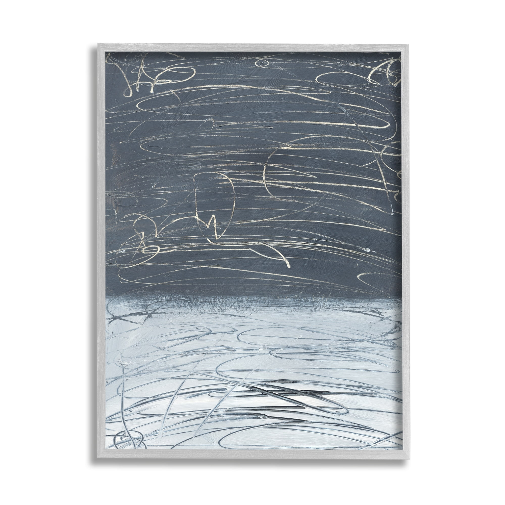 Stupell Industries Modern Grey Abstract Horizon Chaotic Line Scribble Painting, 16 x 20,Design by Bronwyn Baker