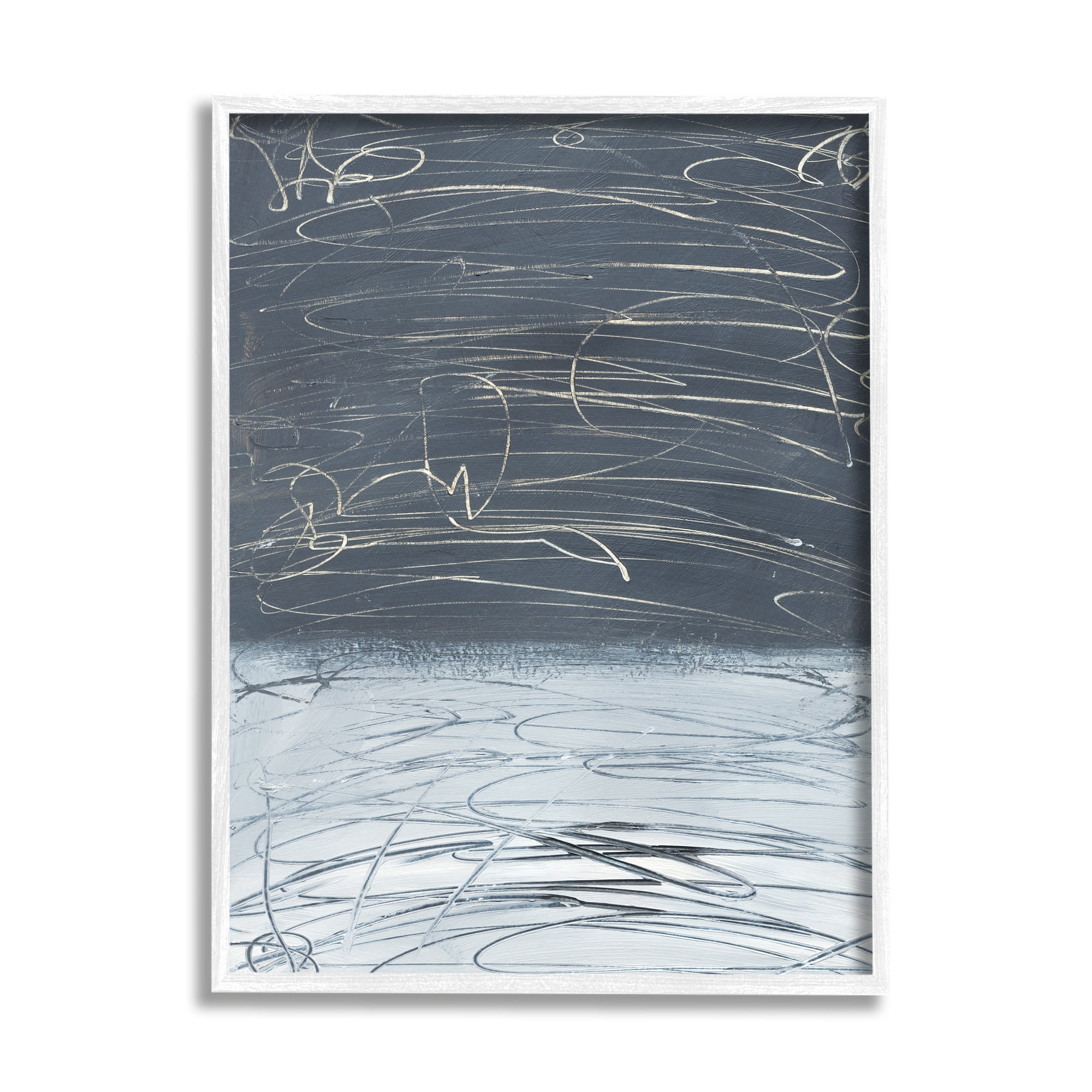 Stupell Industries Modern Grey Abstract Horizon Chaotic Line Scribble Painting, 16 x 20,Design by Bronwyn Baker
