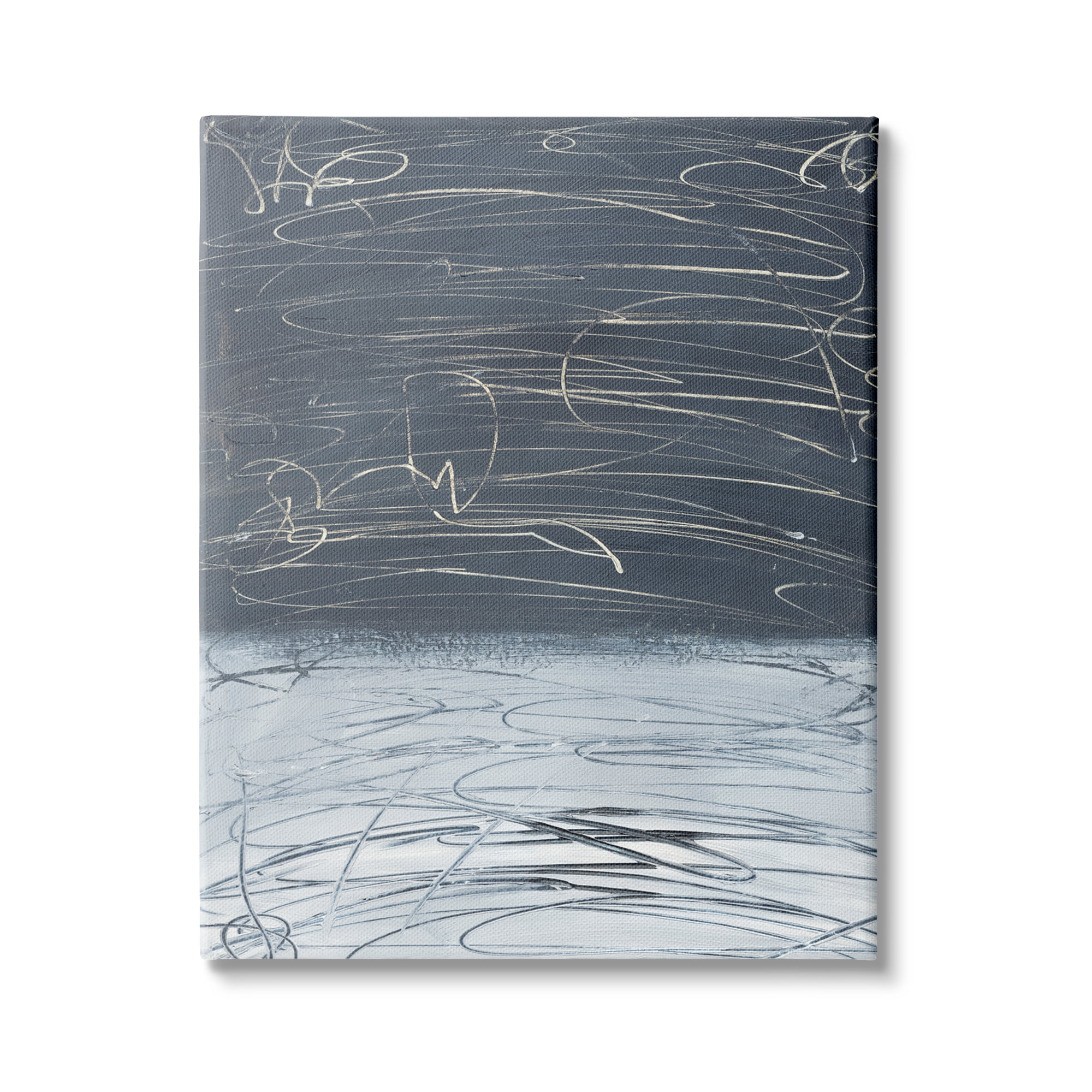 Stupell Industries Modern Grey Abstract Horizon Chaotic Line Scribble Painting, 24 x 30,Design by Bronwyn Baker