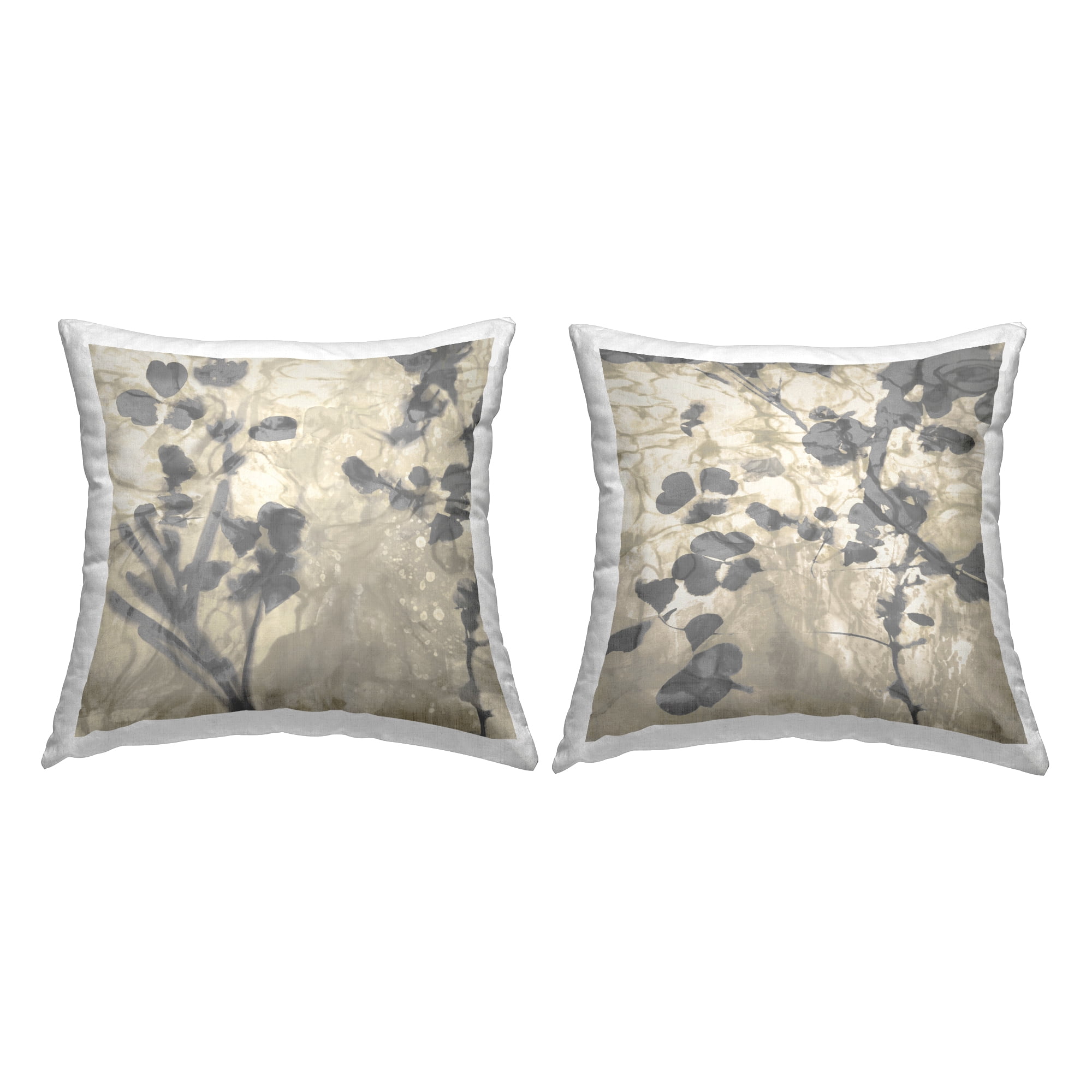 Stupell Industries Modern Grey Fluid Botanicals Printed Throw Pillow Design by Danielle Carson (Set of 2)