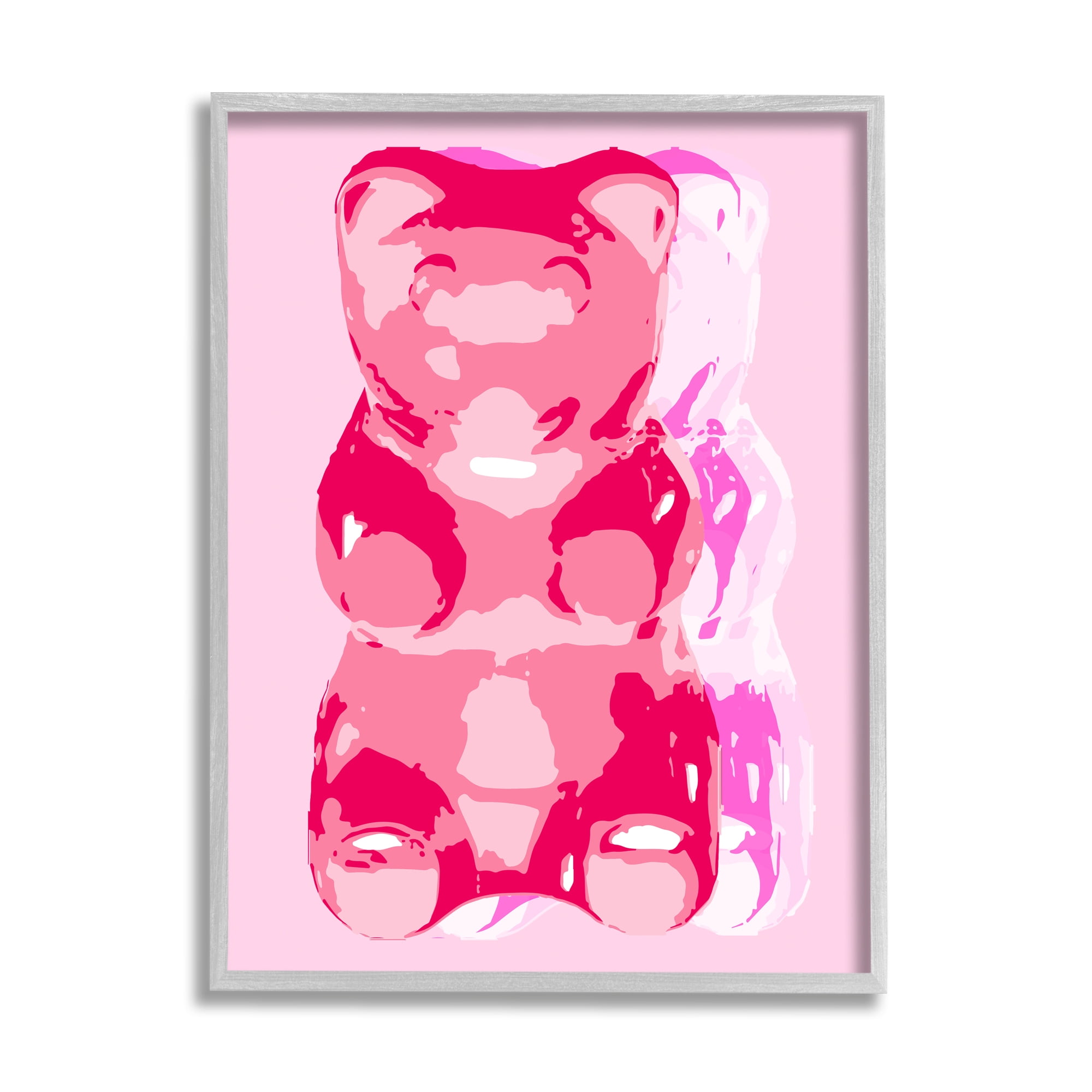 Stupell Industries Modern Gummy Bear Food & Beverage Painting Gray Framed Art Print Wall Art, 24 x 30