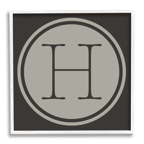 Stupell Industries Modern H Initial Circular Elevator Key Shape Typography Painting White Framed Art Print Wall Art, 12 x 12