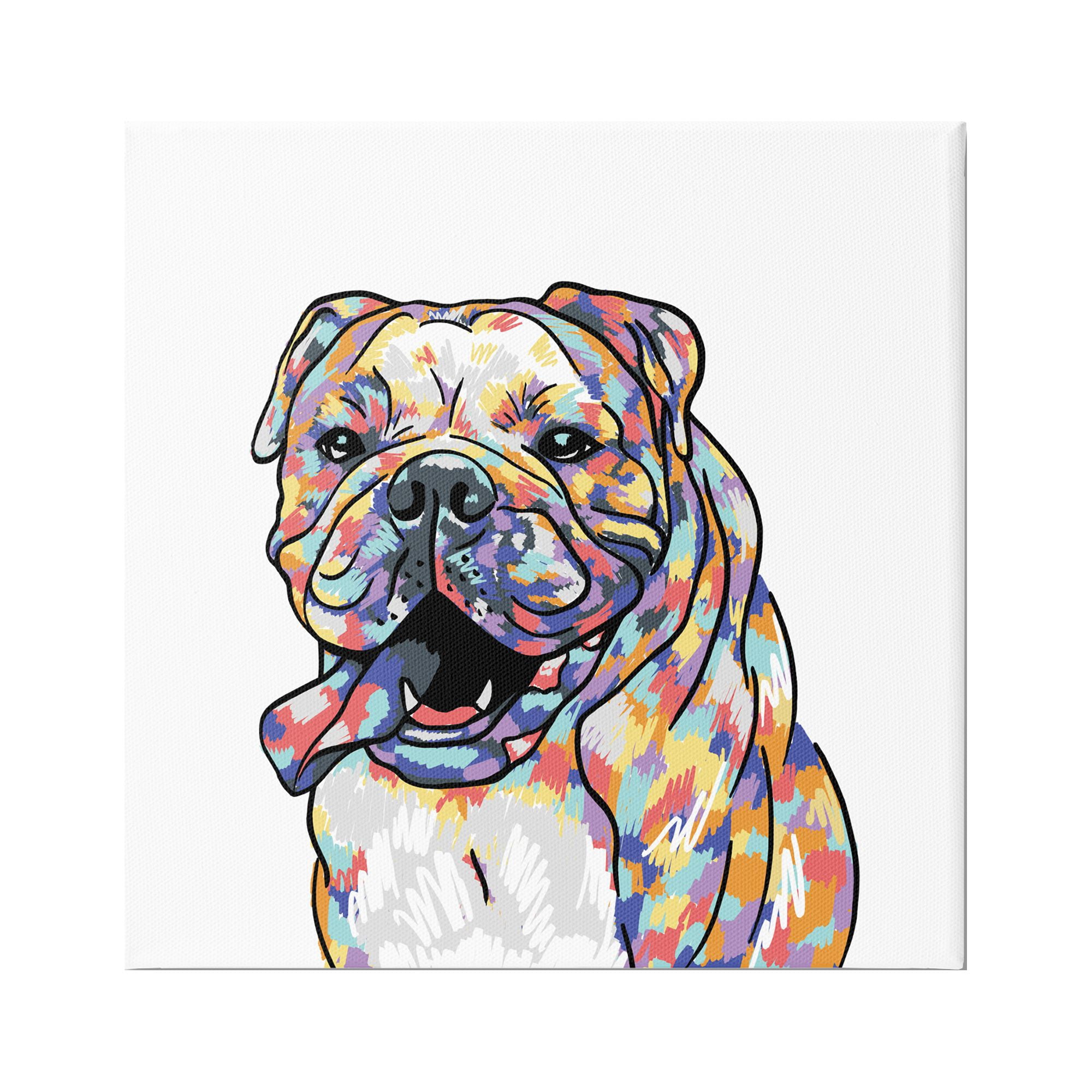 Stupell Industries Modern Happy Bulldog Animals & Insects Painting Gallery Wrapped Canvas Print Wall Art, 36 x 36