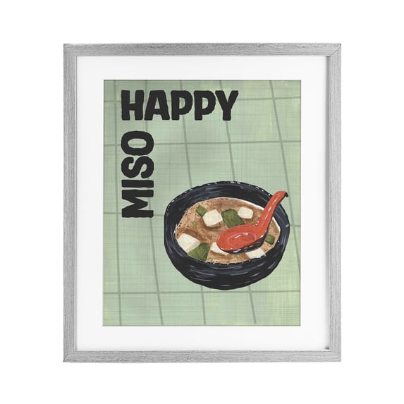 Msov Sup Stupell Industries Modern Happy Miso Soup Bowl Gray Framed Print Under ...