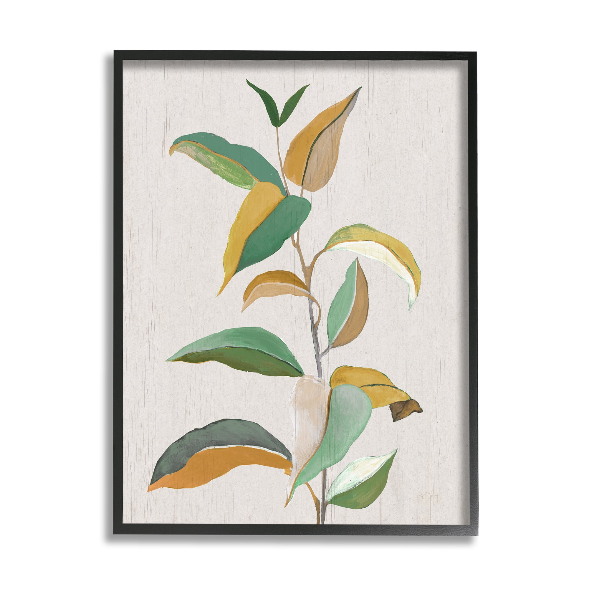 Stupell Industries Modern Herb Leaves Botanical & Floral Painting Black Framed Art Print Wall Art, 24 x 30