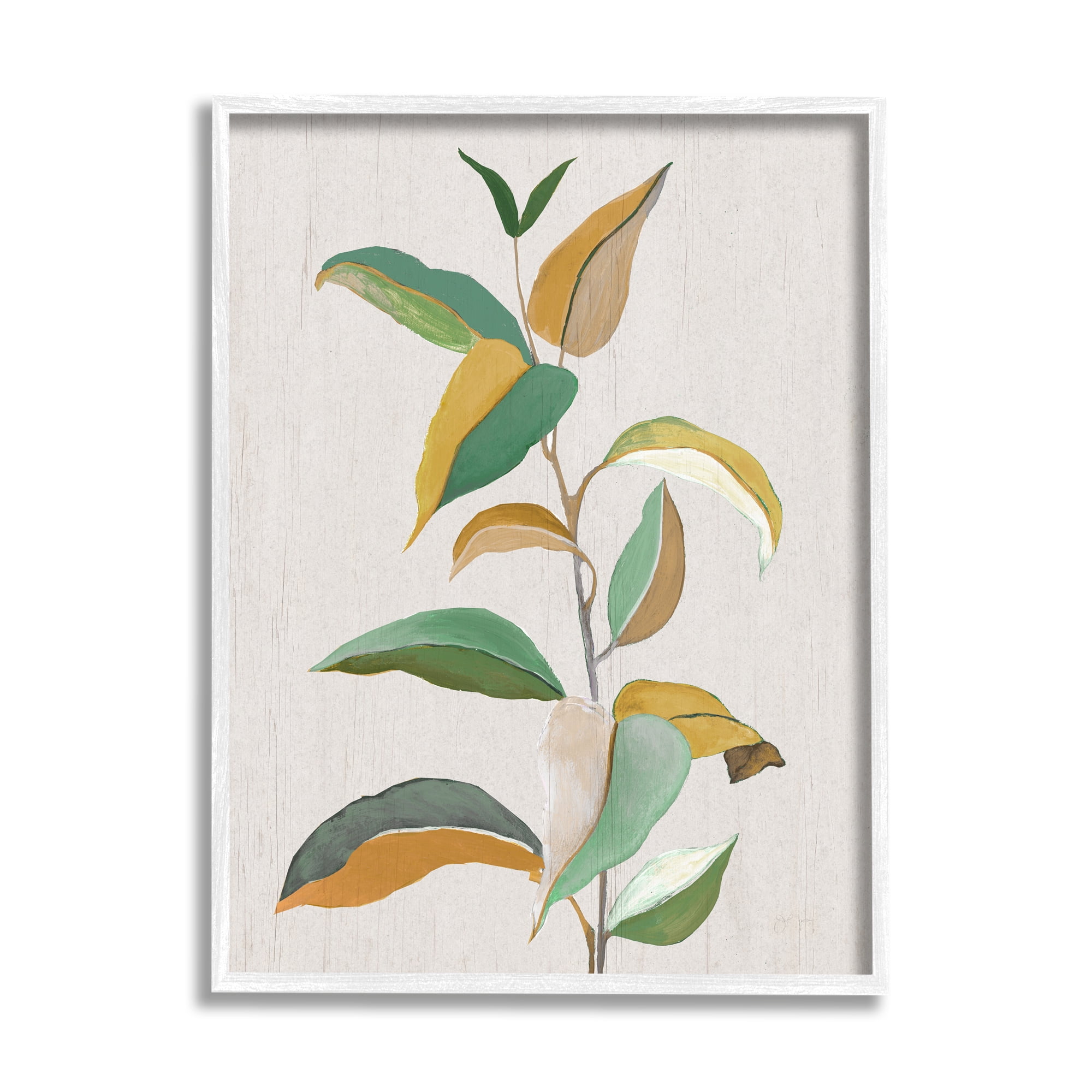 Stupell Industries Modern Herb Leaves Botanical & Floral Painting White Framed Art Print Wall Art, 11 x 14