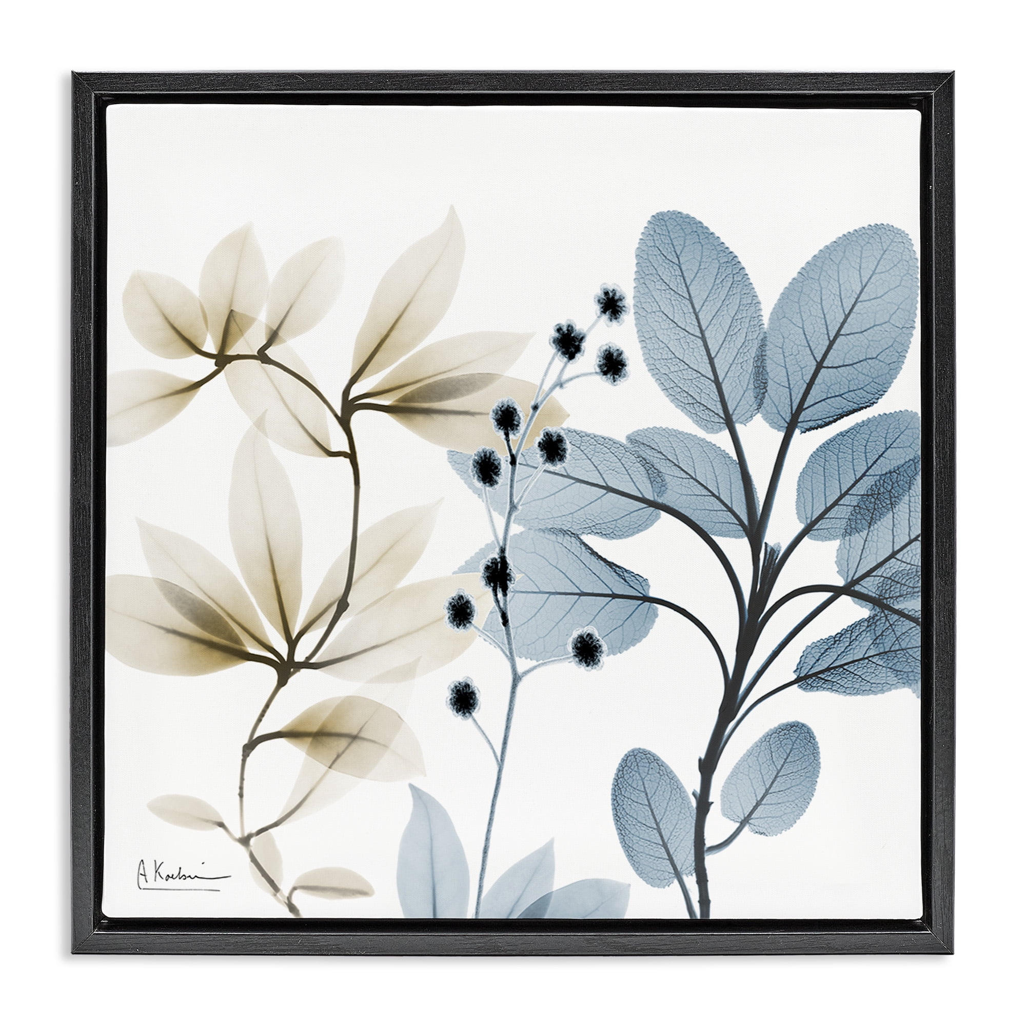 Stupell Industries Modern Herb Sprigs Botanical & Floral Painting Black Floater Framed Canvas Art Print Wall Art, 18 x 18