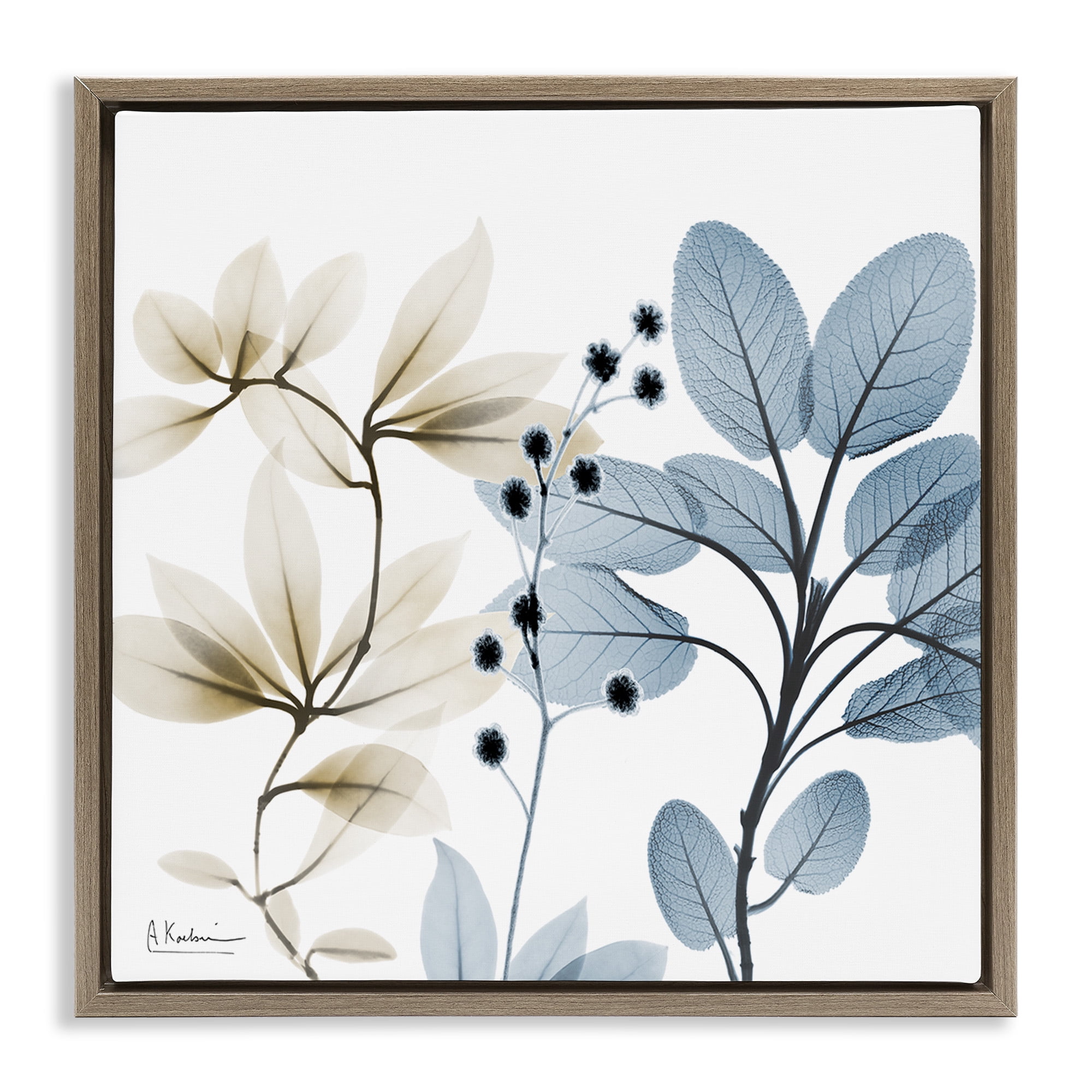 Stupell Industries Modern Herb Sprigs Botanical & Floral Painting Brown Floater Framed Canvas Art Print Wall Art, 25 x 25