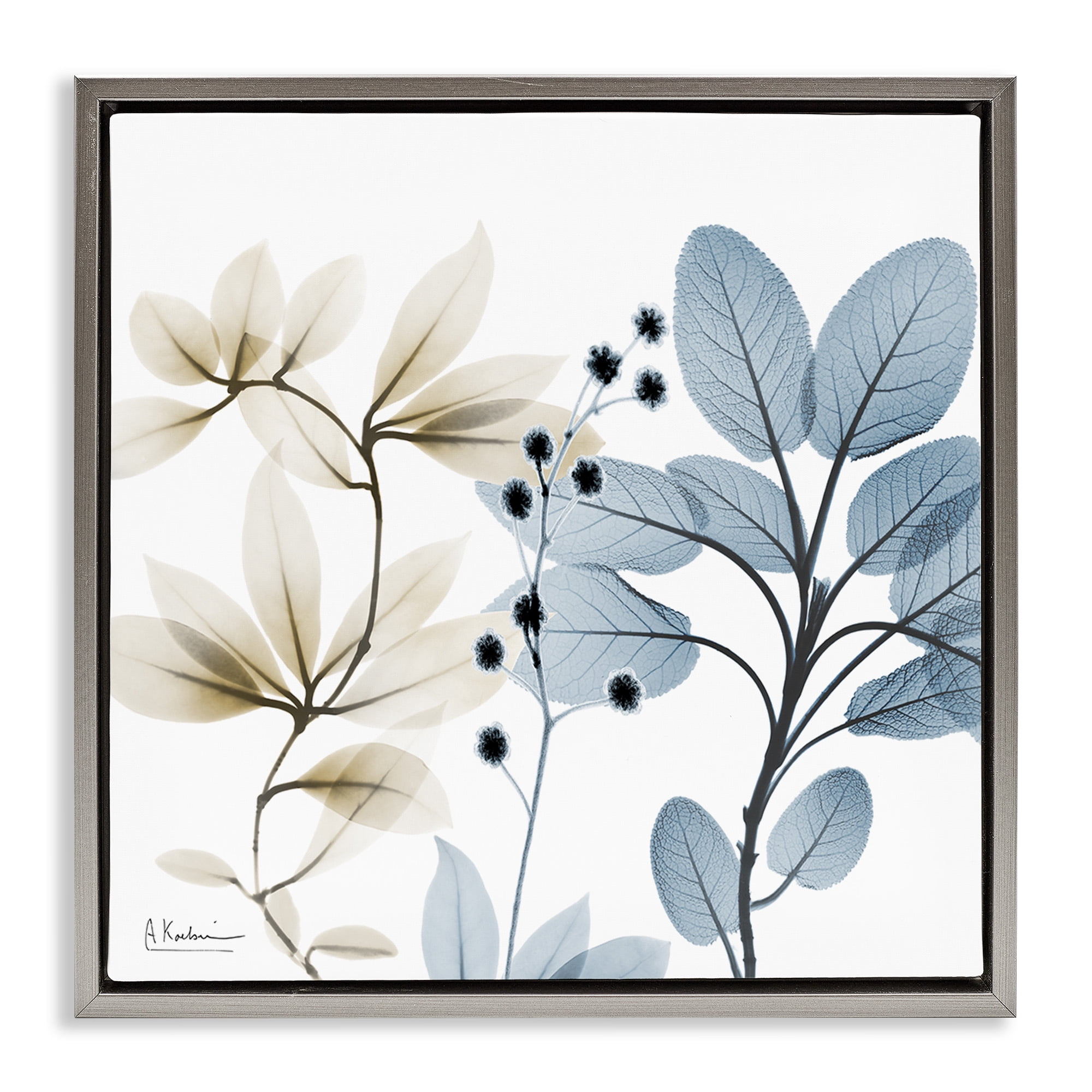Stupell Industries Modern Herb Sprigs Botanical & Floral Painting Gray Floater Framed Canvas Art Print Wall Art, 25 x 25