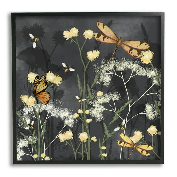 Stupell Industries Modern Herbs on Grey Botanical & Floral Painting Black Framed Art Print Wall Art, 12 x 12