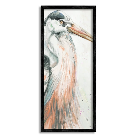Stupell Industries Modern Heron Portrait Animals & Insects Painting Black Framed Art Print Wall Art, 13 x 30