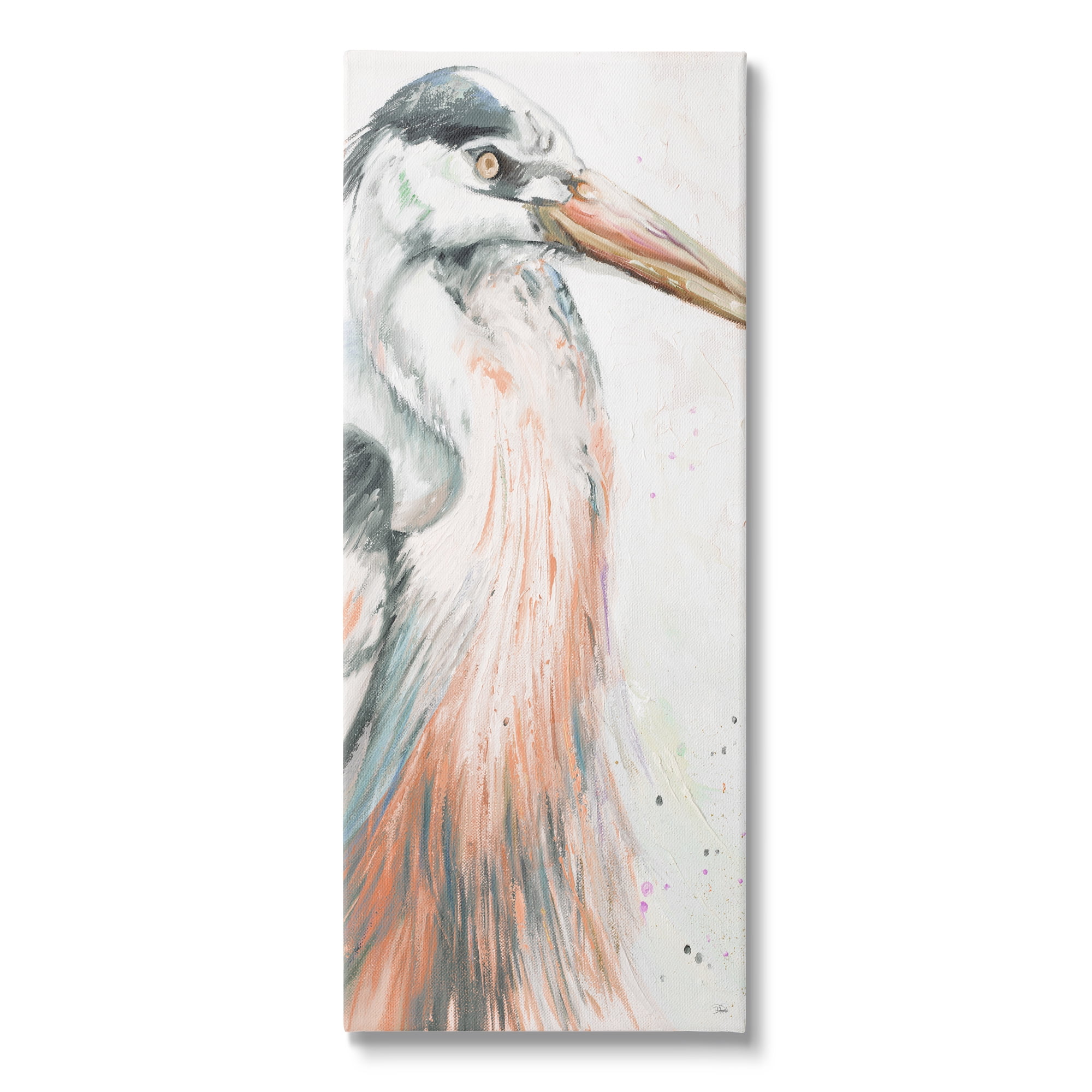 Stupell Industries Modern Heron Portrait Animals & Insects Painting Gallery Wrapped Canvas Print Wall Art, 20 x 48