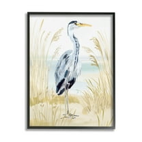 Stupell Industries Modern Heron on Beach Animals & Insects Painting Black Framed Art Print Wall Art, 11 x 14