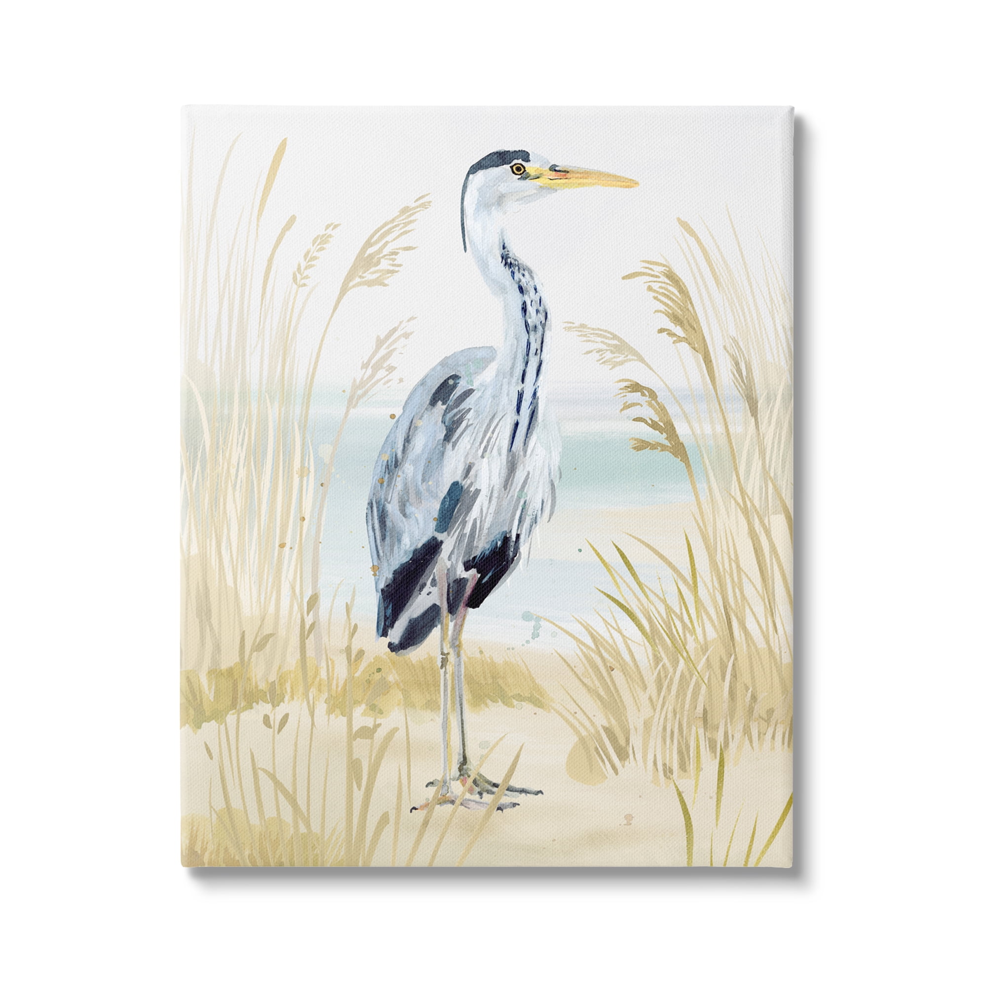 Stupell Industries Modern Heron on Beach Animals & Insects Painting Gallery Wrapped Canvas Art Print Wall Art, 16 x 20