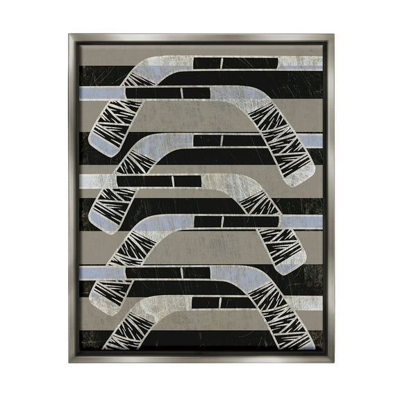 Stupell Industries Modern Hockey Sticks Sports Painting Gray Floater Framed Canvas Art Print Wall Art, 25 x 31