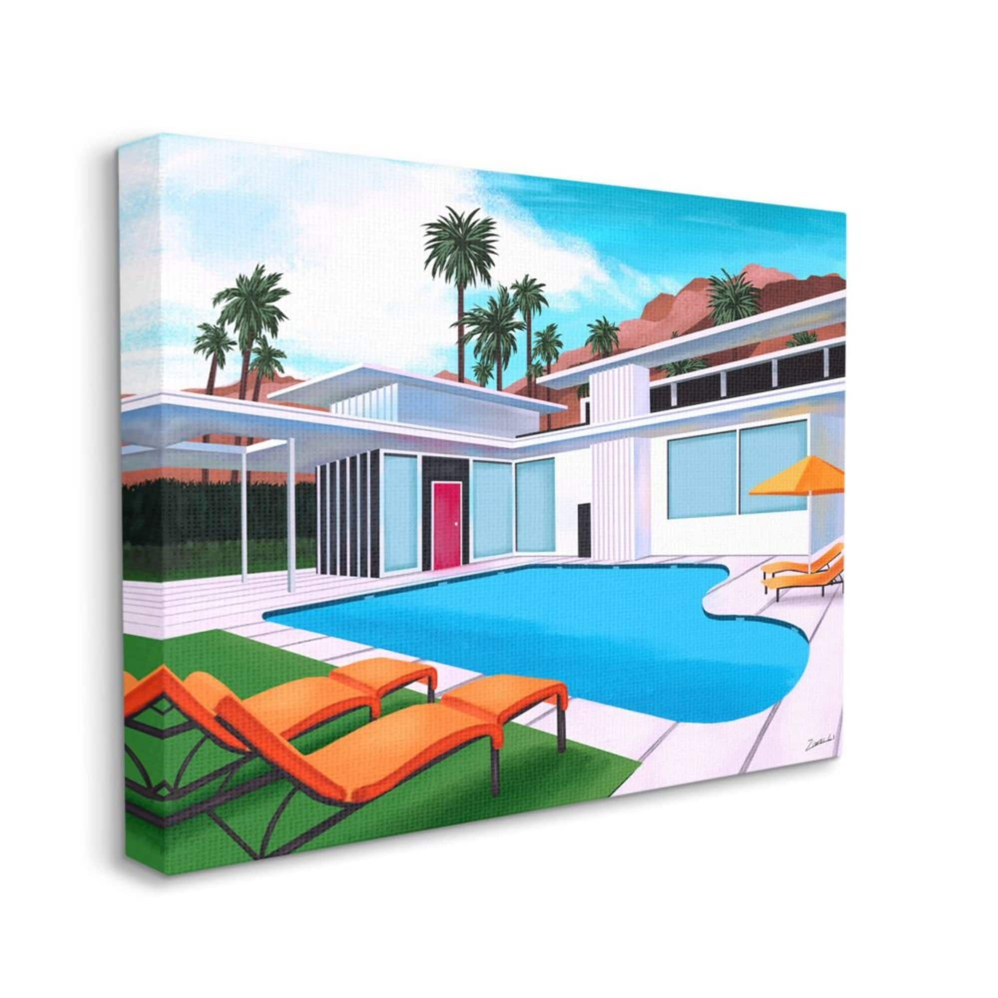 Stupell Industries Modern Home Architecture Poolside Desert Mountains Design by Ziwei Li, 30" x 40"