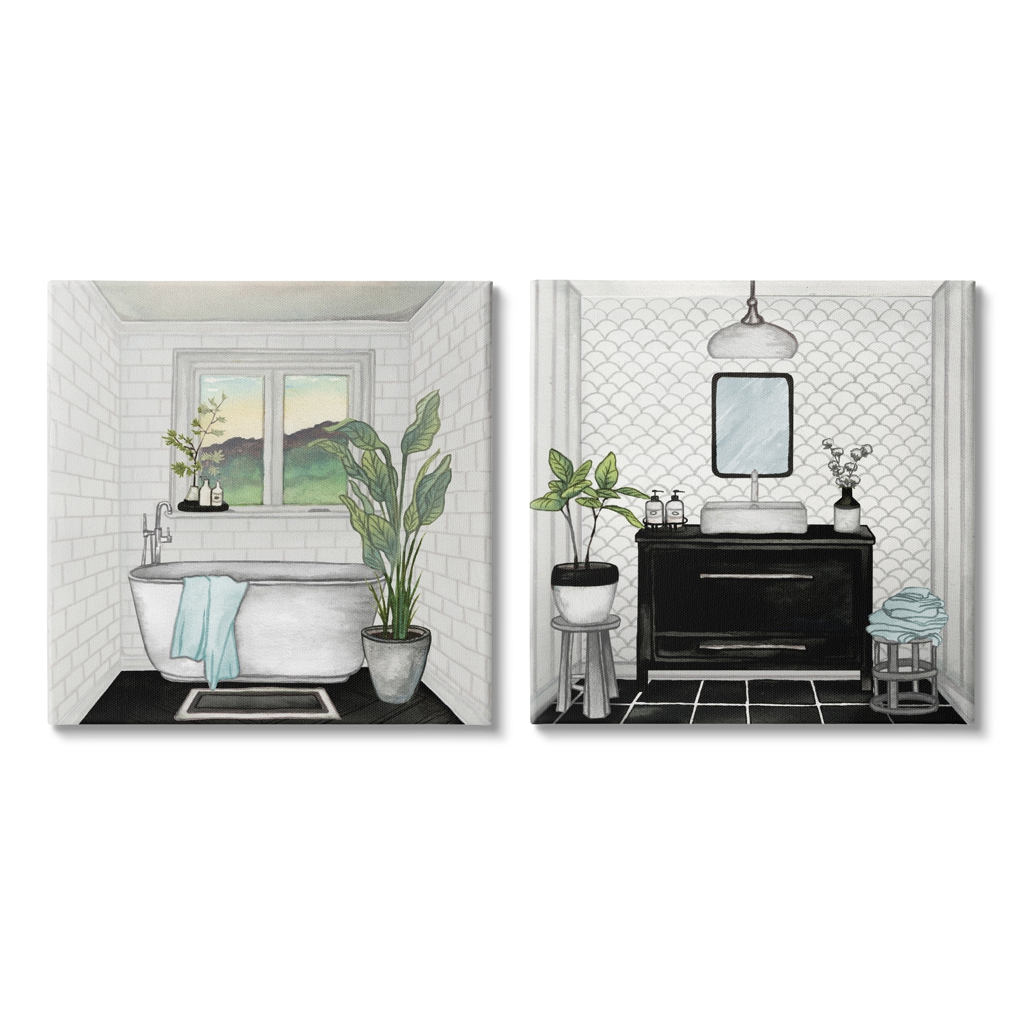 Stupell Industries Modern Home Bathroom Interior Scene Tranquil Tub Sink, 24 x 24, Design by Elizabeth Medley
