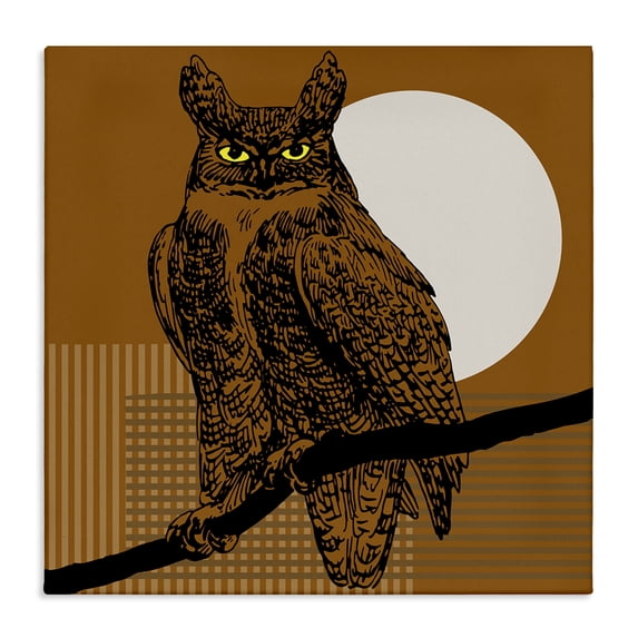 Stupell Industries Modern Horned Owl & Full Moon Canvas Art, 17 x 17, by Regina Moore