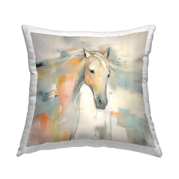 Stupell Industries Modern Horse Abstraction Decorative Printed Throw Pillow, 18 x 18