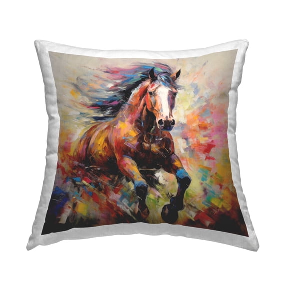 Stupell Industries Modern Horse Galloping Decorative Printed Throw Pillow, 18 x 18