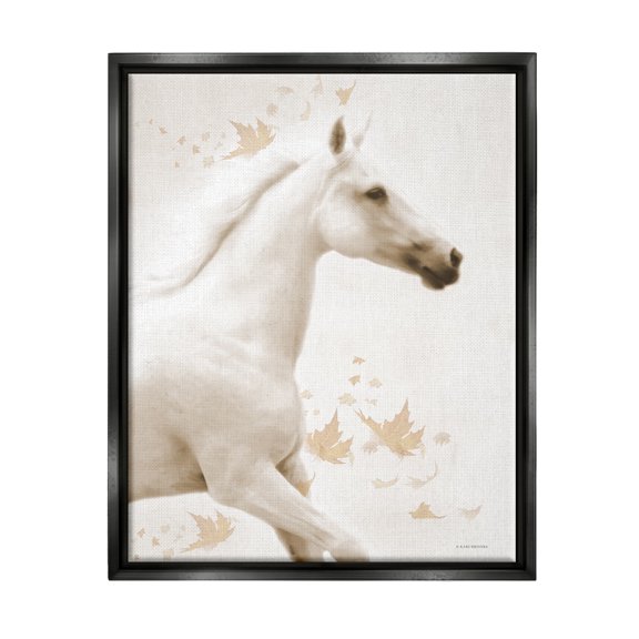 Stupell Industries Modern Horse & Leaves Animals & Insects Painting Black Floater Framed Art Print Wall Art, 17 x 21