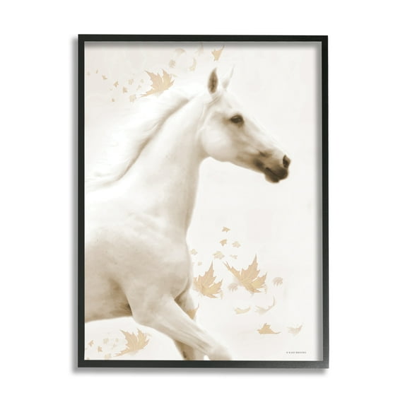 Stupell Industries Modern Horse & Leaves Animals & Insects Painting Black Framed Art Print Wall Art, 16 x 20