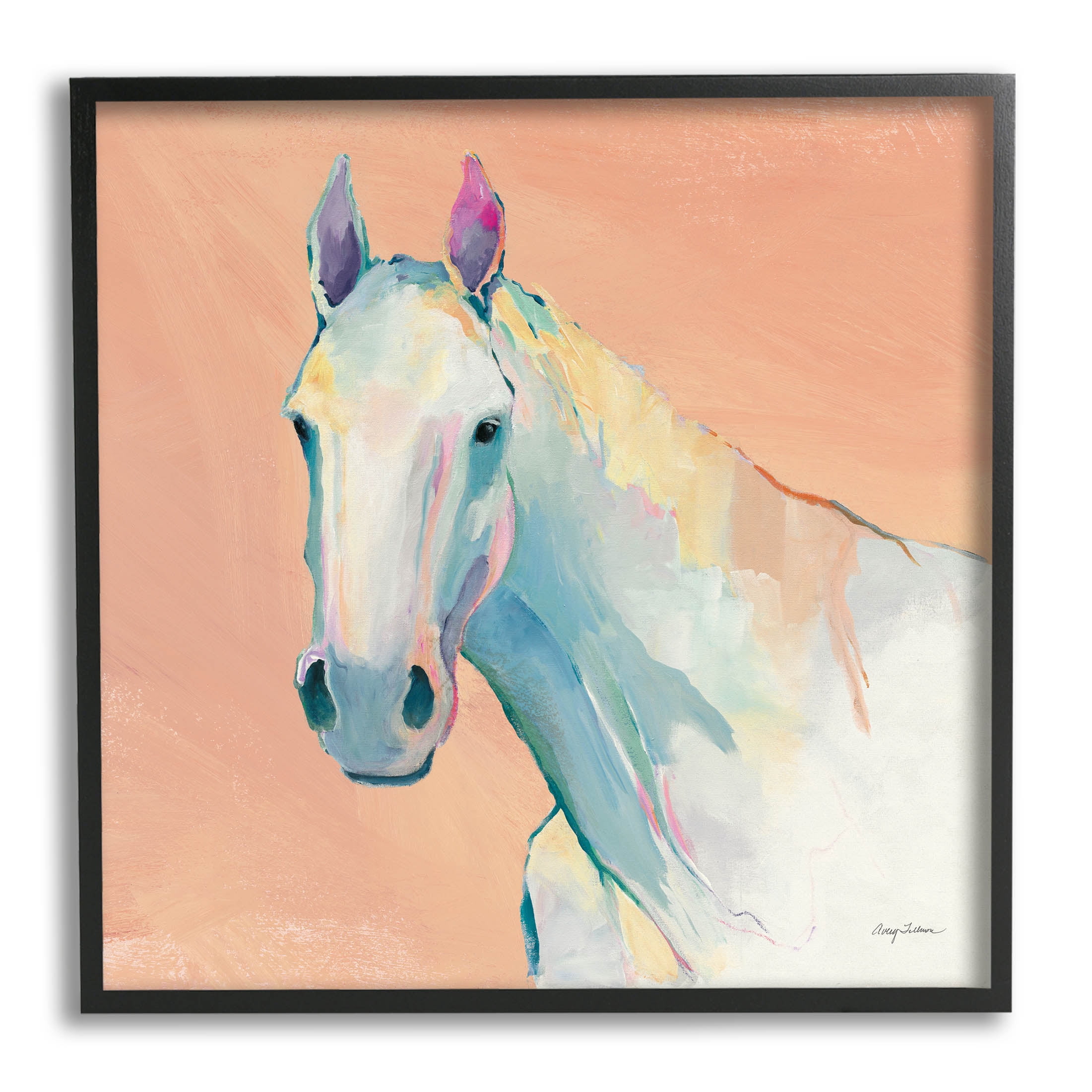 Stupell Industries Modern Horse Vivid Composition Painting Black Framed Art Print Wall Art, Design by Avery Tillmon