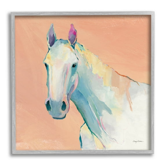 Stupell Industries Modern Horse Vivid Composition Painting Gray Framed Art Print Wall Art, Design by Avery Tillmon