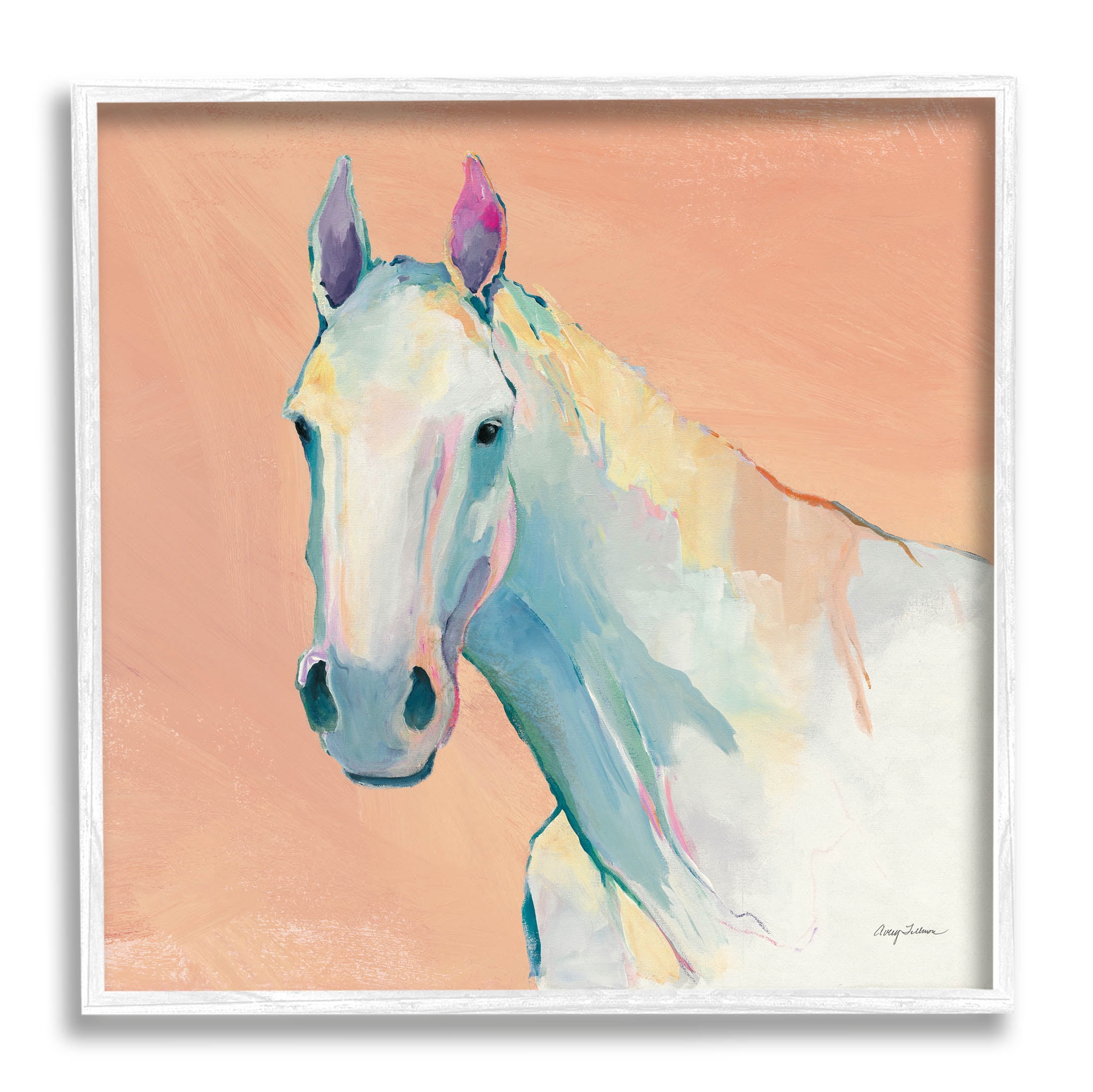 Stupell Industries Modern Horse Vivid Composition Painting White Framed Art Print Wall Art, Design by Avery Tillmon