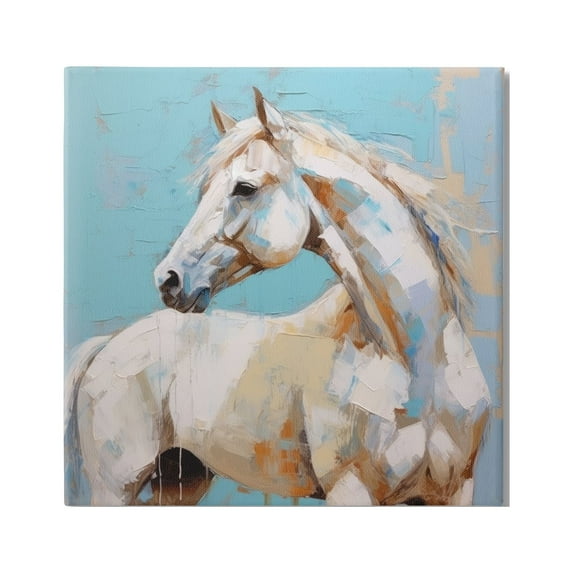 Stupell Industries Modern Horse on Blue Animals & Insects Painting Gallery Wrapped Canvas Art Print Wall Art, 17 x 17