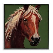 Stupell Industries Modern Horse on Green Black Framed Giclee Art design by Wani Pasion, 12 x 12