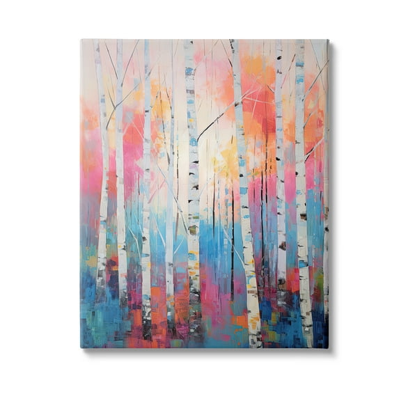 Stupell Industries Modern Hue Birch Forest Landscape Painting Gallery Wrapped Canvas Art Print Wall Art, 16 x 20