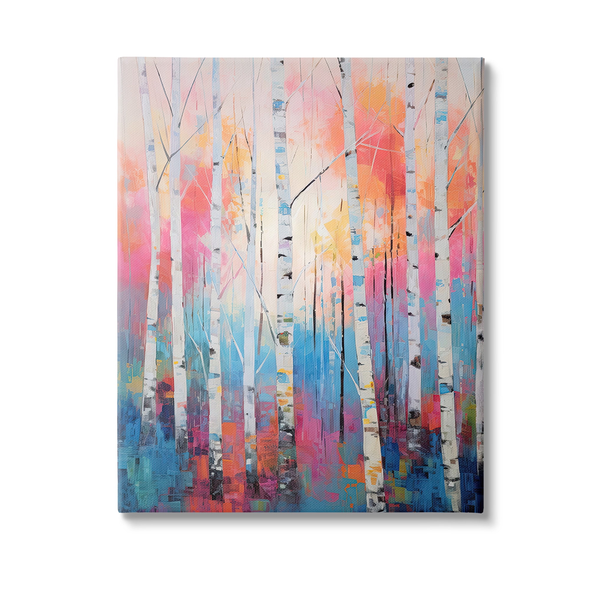 Stupell Industries Modern Hue Birch Forest Landscape Painting Gallery Wrapped Canvas Art Print Wall Art, 36 x 48