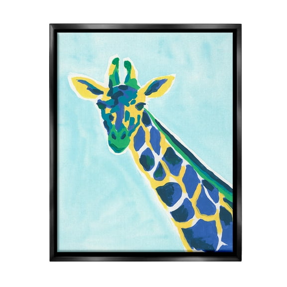 Stupell Industries Modern Hue Giraffe Animals & Insects Painting Black Floater Framed Canvas Art Print Wall Art, 17 x 21