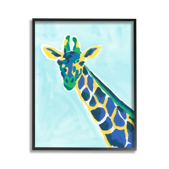 Stupell Industries Modern Hue Giraffe Animals & Insects Painting Black Framed Art Print Wall Art, 11 x 14