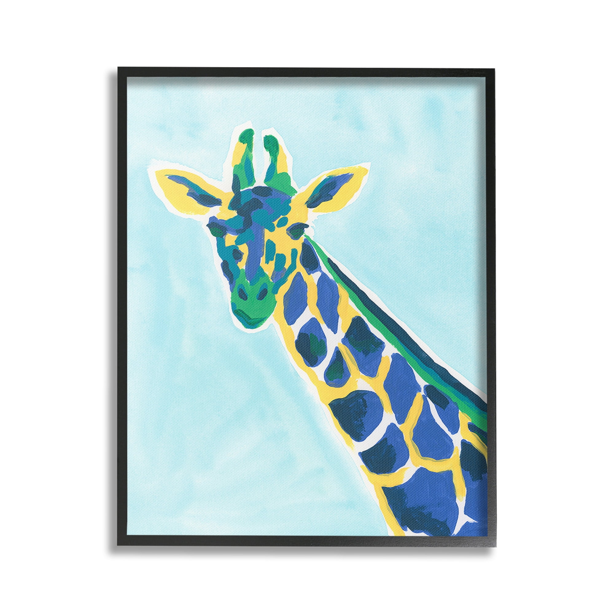 Stupell Industries Modern Hue Giraffe Animals & Insects Painting Black Framed Art Print Wall Art, 16 x 20