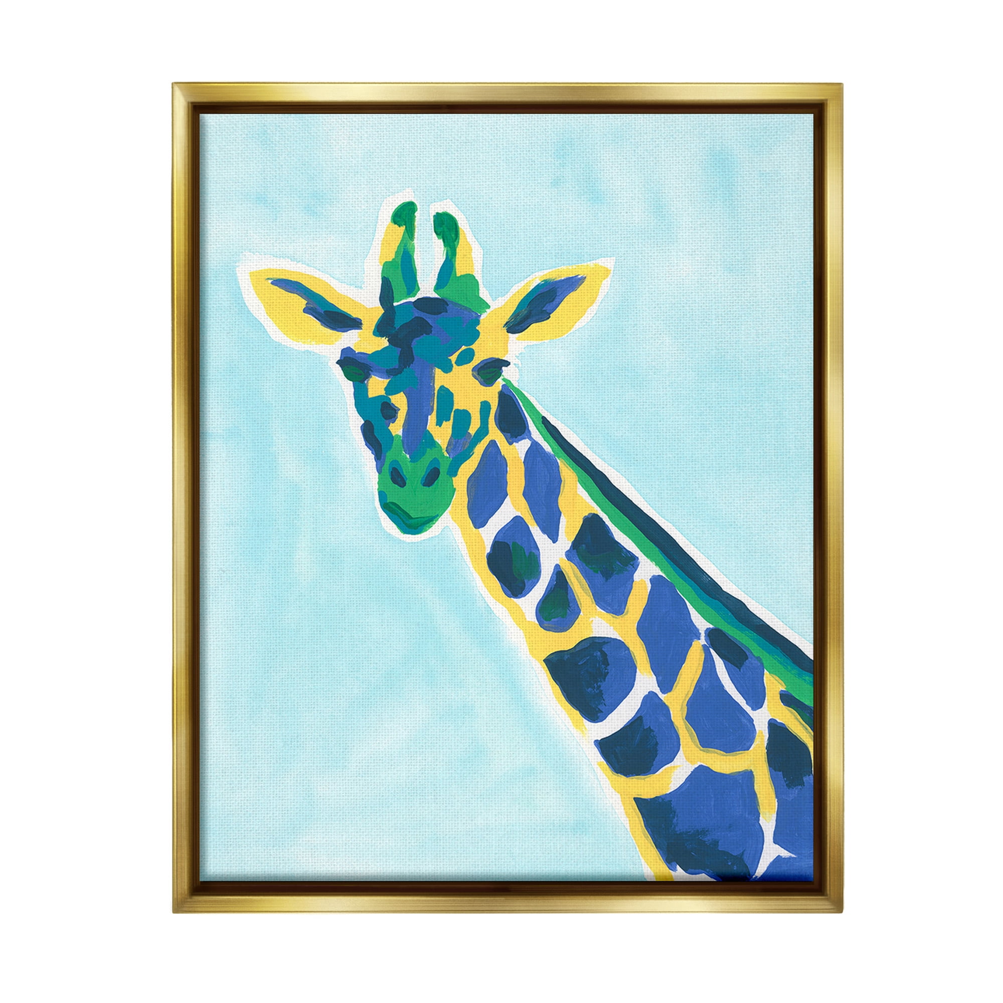 Stupell Industries Modern Hue Giraffe Animals & Insects Painting Gold Floater Framed Canvas Art Print Wall Art, 25 x 31