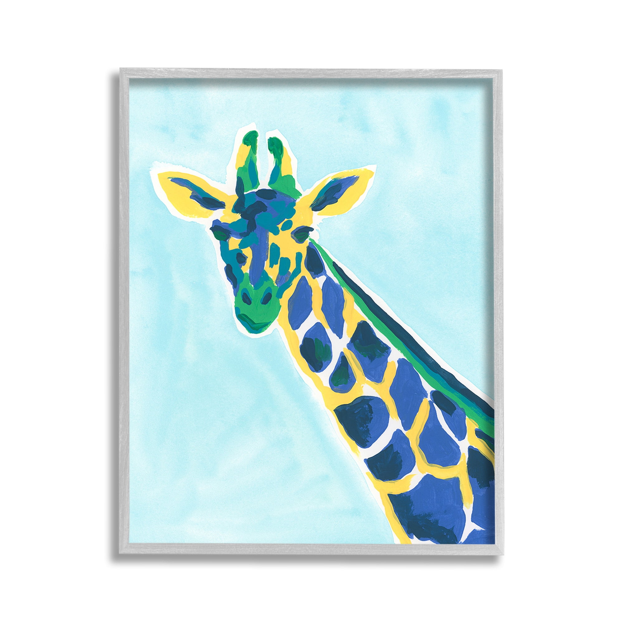 Stupell Industries Modern Hue Giraffe Animals & Insects Painting Gray Framed Art Print Wall Art, 11 x 14